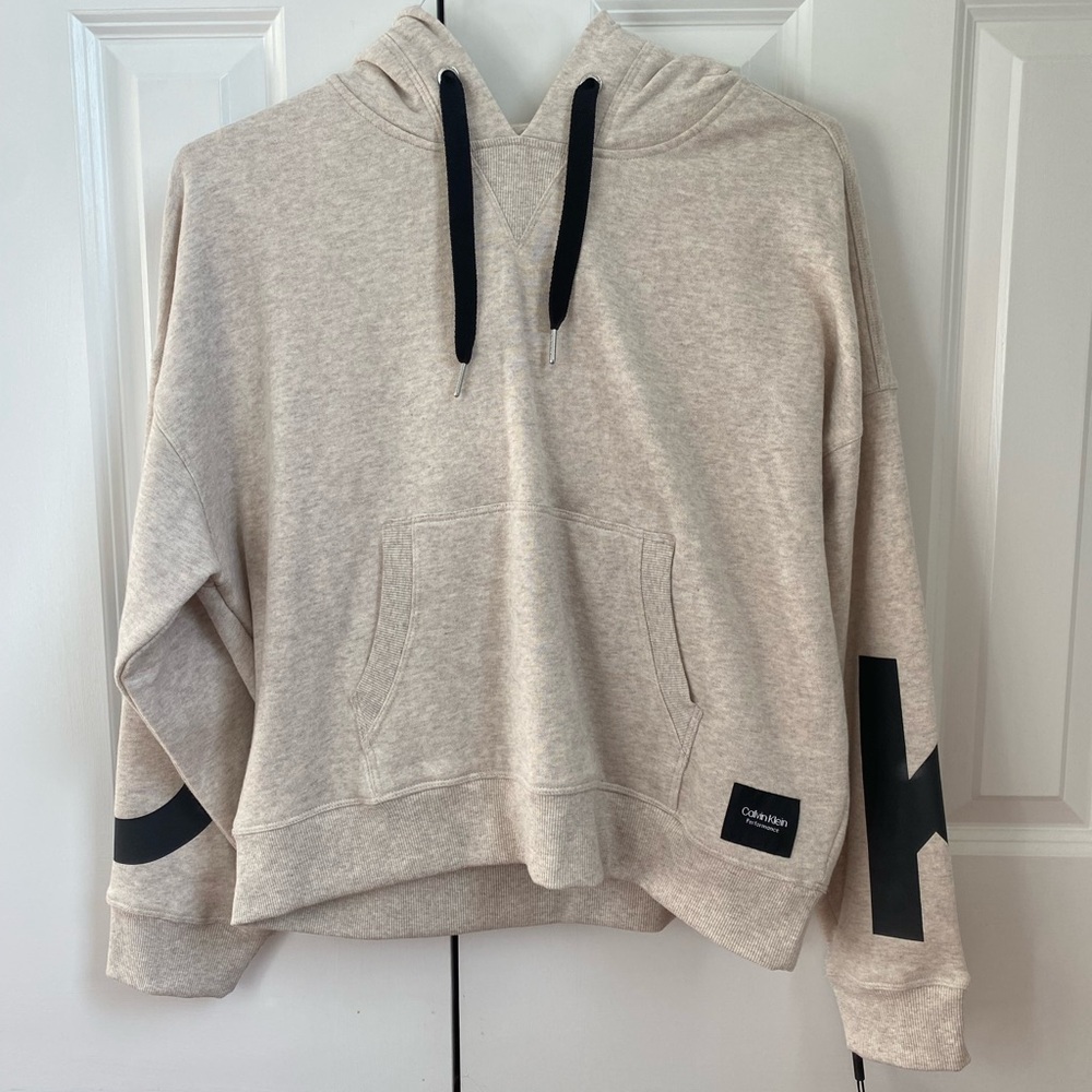 NEW Calvin Klein Women’s Sweatshirt and Sweatpants Set, Greyish/ Sand, Size S